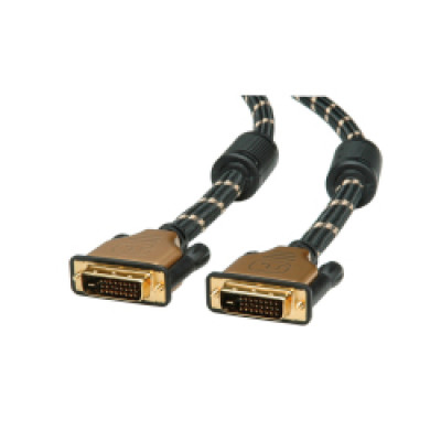 Roline GOLD DVI kabel, DVI-D (24+1) Dual Link, M/M, 2.0m, crno/zlatni -AKCIJA !!